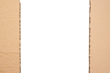 A cardboard paper pieces isolated on the white background. Top view.