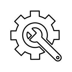Setting, configuration, gear, repair tools line icon. Outline vector.
