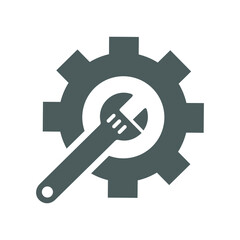 Setting, configuration, gear, repair tools icon. Gray color vector graphics.