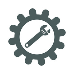 Setting, configuration, gear, repair tools icon. Gray vector.