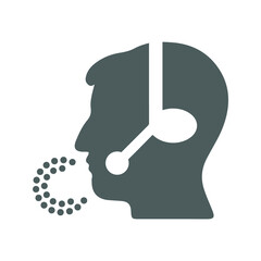 Call center, customer support icon. Gray vector graphics.