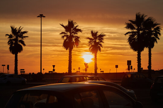 Sunset in Ragusa/Sicily/Italy on a parking lot. Can parking lots be romantic? Yes.