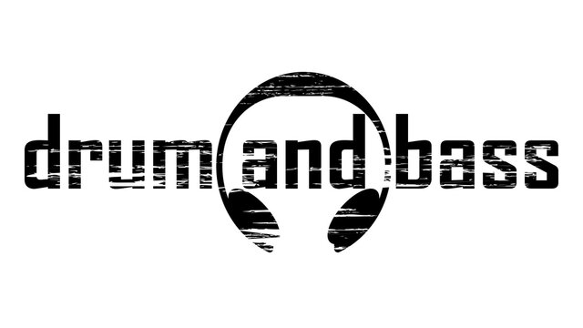 drum and bass music logo with headphones