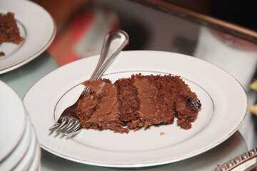 fatia de bolo de chocolate