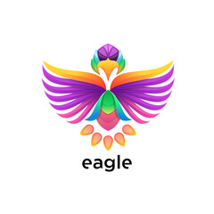 Eagle with colorful style design vector 