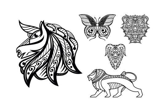 Animal mandala bundle , creative design vector template