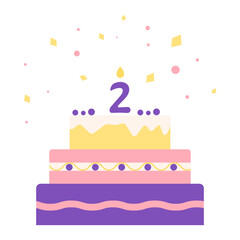 Birthday cake with candle number two