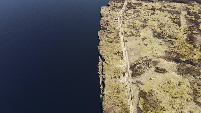 Aerial Drone Fly Over Valley In Stunning Dovestone Reservoir Peak District National Park Greenfield Saddleworth Moor Manchester