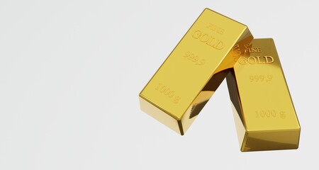 Gold in the bank vault. A stack of gold bars. 3d rendered.