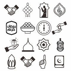 Set of Ramadan icons - Vector Illustration.