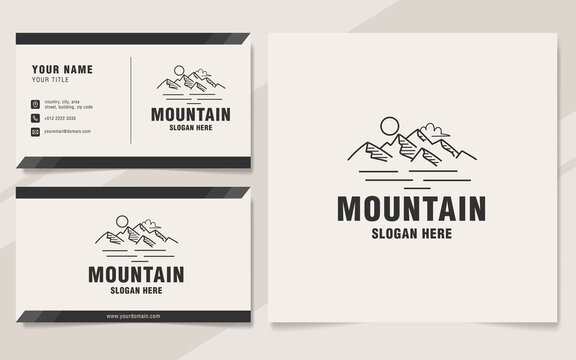 Vintage mountain line logo template monogram style