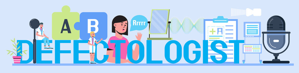 Speech therapist, defectology for online consultation concept vector. Family doctor for remote and distance medical support. Psychological help service