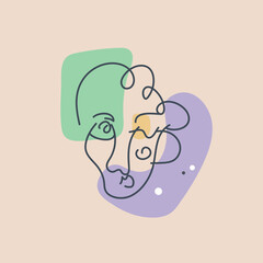 Hand drawn abstract female face of illustrations