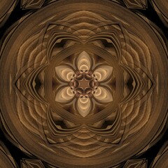 subtle gentle hexagonal floral fantasy kaleidoscopic design in shades of copper tawny brown orange and grey colours