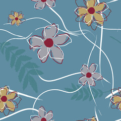 Seamless floral pattern with hand draw spring flower