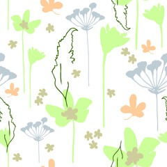 Seamless floral pattern with hand draw spring flower