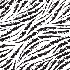 Seamless vector black and white pattern.Zebra skin.