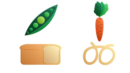 Food. Set of elements in doodle and cartoon style. Colorful
