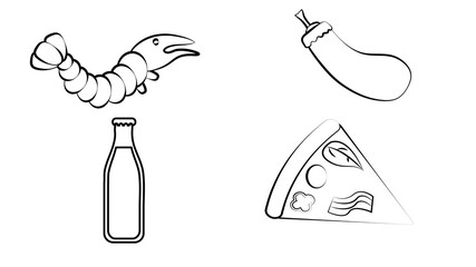 Food images. Background for printing, design, web. Colored