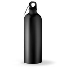 Fitness running blender Bike metal reusable drink flask. 3d realistic vector mockup. Illustration of container water for sport bike and fitness.