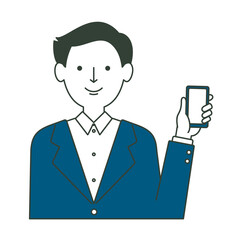 スマートフォンを持ったスーツ姿の男性