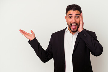 Young mixed race business man isolated on white background