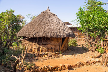 Traditional village house in Ethiopia. Africa, Ethiopia