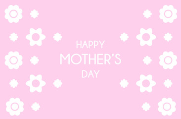 Happy Mother's Day pink greeting card with white flowers