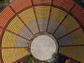 Naklejka premium Aerial top down view of amphitheater at Lycabettus Hill in Athens, Greece