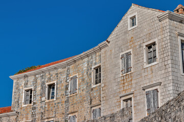 The facade of old houses. Cityscape of the old town