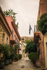 Traditional cycladic buildings at Anafiotika of Athens city