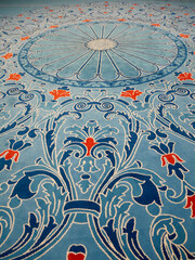 blue carpet with decoration