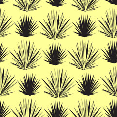 Vector seamless pattern with blue agave silhouettes. Tequila agave succulent plant background, wallpaper