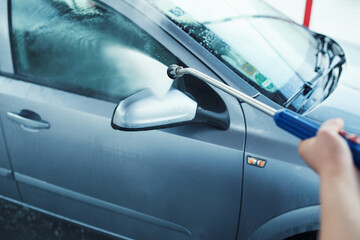 Naklejka premium Car wash at self-service 