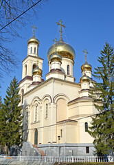Fototapeta na wymiar Church of Saints Cyril and Methodius on a sunny day. Kaliningrad