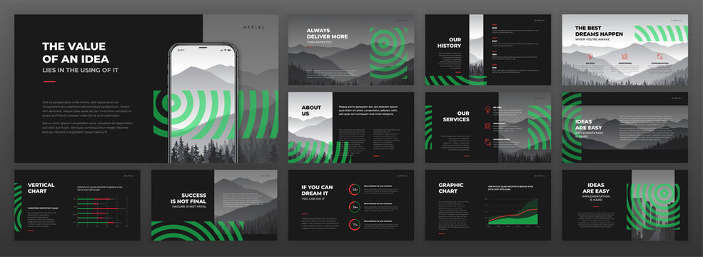 Creative presentation templates set. Use for creative presentation background, brochure design, website slider, landing page, annual report, company profile.