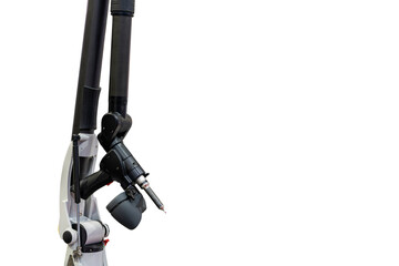 Portable gun scan or handheld 3d laser scan with touch probe instrument of high technology and modern for measuring or reverse engineering industrial manufacture isolated with clipping path