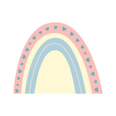 Childrens rainbow in minimalistic boho style. Suitable for cards, posters, ornaments of the childrens room. Vector illustration