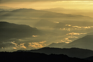 A beautiful sunset in the mountains, Sikkim, India