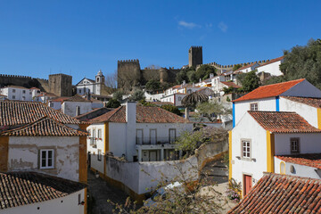 architecture of Obidos, beautiful medieval town, very popular tourist destination near Lisbon in Portugal