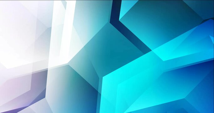 4K looping light blue animation in square style. Holographic abstract video with cubs, rectangles. Slideshow for web sites. 4096 x 2160, 30 fps.