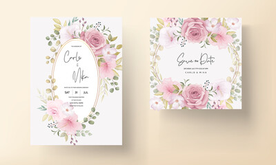 Beautiful wedding invitation card with beautiful flower decoration