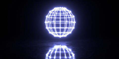 A futuristic portal in the form of a glowing sphere. 3d rendering