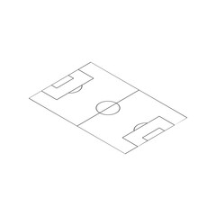 Wireframe perspective view of soccer football, isometric soccer field. Stock Vector illustration isolated on white background.