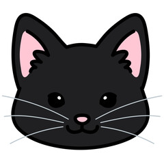 Simple and adorable black cat face outlined