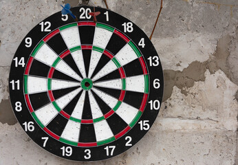 Dartboard close-up. Achieving the goal. Success of hitting the target