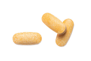 Orange Oval Pills On a White Background