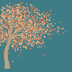 Fall tree background, vector. Thanksgiving seasonal greeting card	
