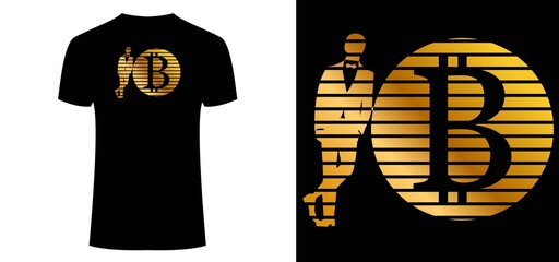 Bitcoin. Cryptocurrency. Icon, logo on a t-shirt
