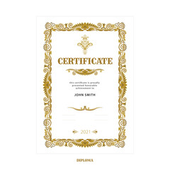 Vintage frame with floral design elements. Hand drawn retro style diploma, certificate and invitation luxury vector template. Part of set.